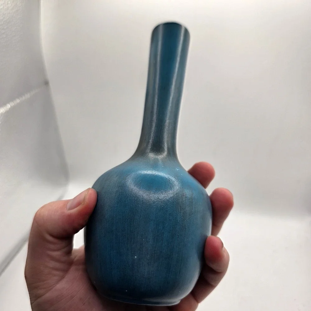 Vintage Royal Haeger Blue Teal Long Neck Vase MCM Mid Century Art Pottery USA